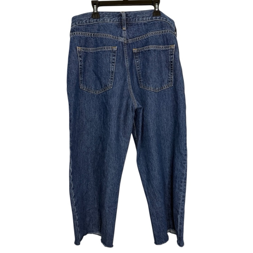 GAP Better Made Wide Leg Raw Hem Cropped High Rise Jeans Size 30 Dark Indigo - Picture 4 of 9